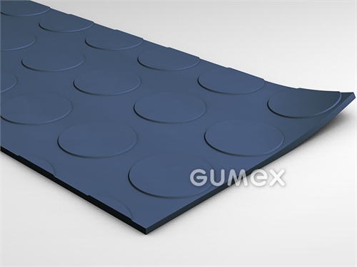 Pryžová podlahovina SANTO, tloušťka 3mm, šíře 1450mm, 75°ShA, SBR, desén penízkový, -30°C/+70°C, modrá